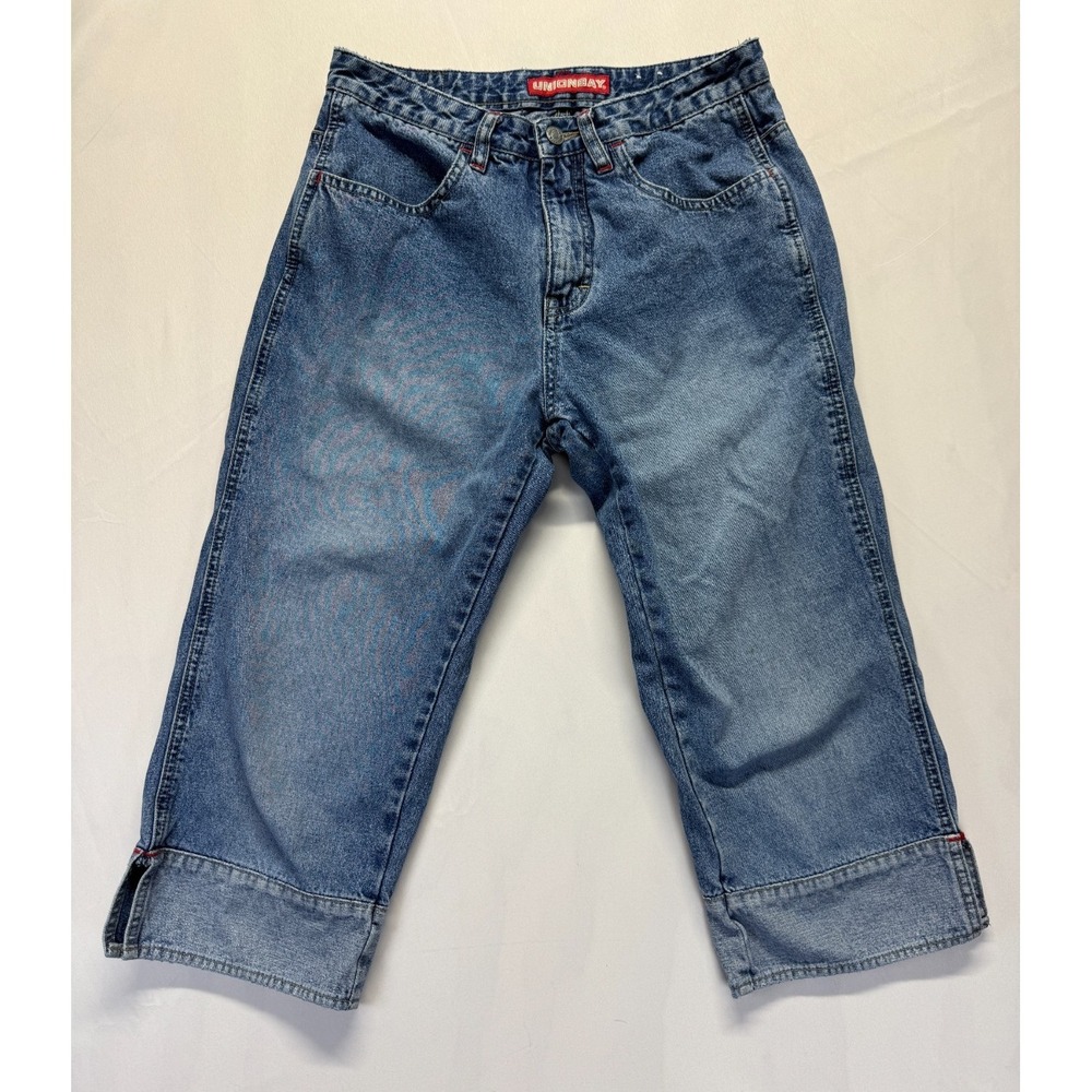 Vintage Unionbay Capri‎ Jeans Womens 9 Blue Denim Cotton Mid Rise Ankle Slit